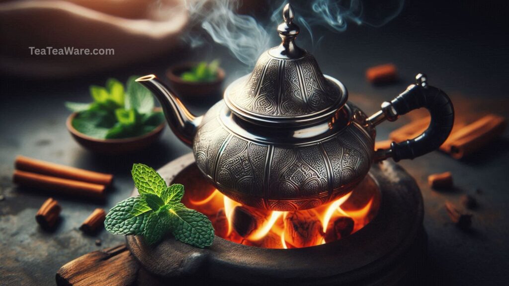 Moroccan Tea Is Always Served with a Metal Teapot
